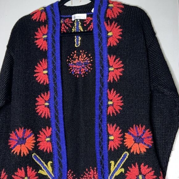 mfaboston llama/wool blend floral open cardigan - Picture 3 of 12